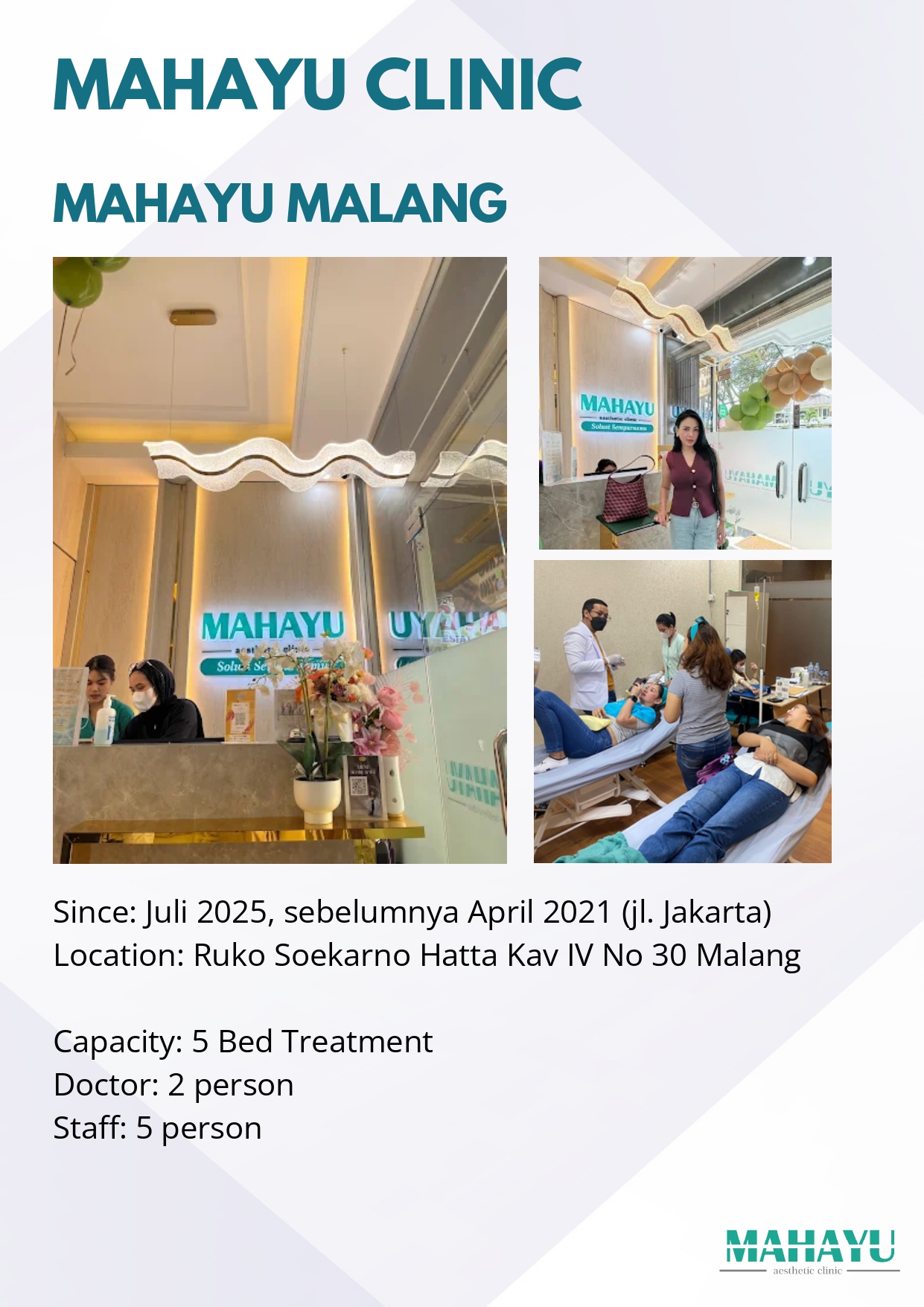 Fasilitas dan Ruang Perawatan Mahayu Malang